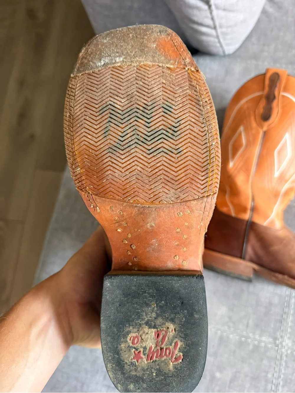 Tony Lama Brown and Tan Leather Western Cowboy Boots